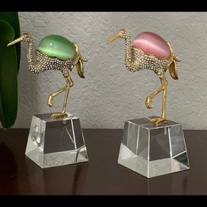 Stunning vintage flamingo decor with gemstone and  crystal  bodice.